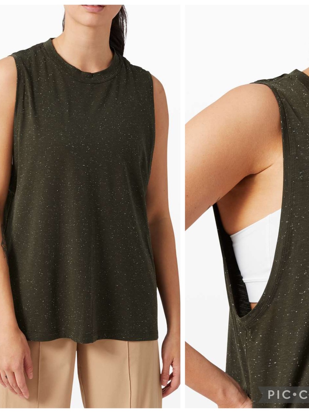 Lululemon Athletica All Yours Boyfriend Tank Speckled Dark Olive Sz 8